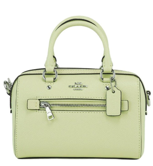 COACH (C9950) Mini Rowan Pale Lime Crossgrain Leather Satchel Crossbody Handbag